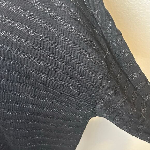 ALLSAINTS women's black silver metallic Rita stripe oversize tee size S - Picture 4 of 9